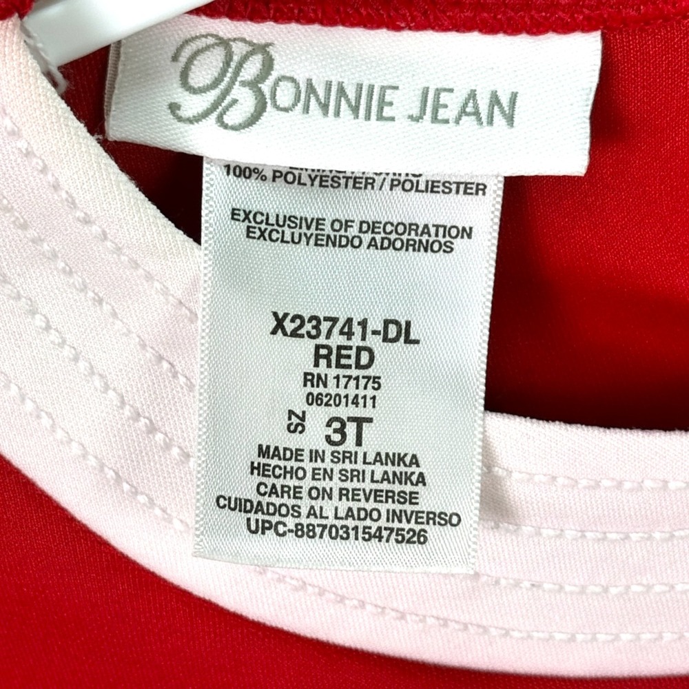 Bonnie Jean Girls Red Snowflake Faux Fur Trimmed Holiday Dress‎ Size 3T - Picture 2 of 10